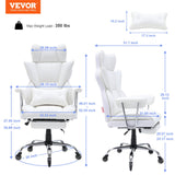 Office & Desk Chairs: VEVOR Reclining Office Chair with Footrest, Heavy Duty PU Leather Wide Office Chair, Big and Tall Executive Office Chairs with Lumbar Support, Strong Metal Base Quiet Wheels, White