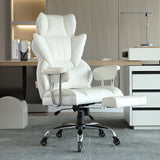 Office & Desk Chairs: VEVOR Reclining Office Chair with Footrest, Heavy Duty PU Leather Wide Office Chair, Big and Tall Executive Office Chairs with Lumbar Support, Strong Metal Base Quiet Wheels, White