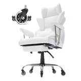 Office & Desk Chairs: VEVOR Reclining Office Chair with Footrest, Heavy Duty PU Leather Wide Office Chair, Big and Tall Executive Office Chairs with Lumbar Support, Strong Metal Base Quiet Wheels, White