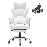 Office & Desk Chairs: VEVOR Reclining Office Chair with Footrest, Heavy Duty PU Leather Wide Office Chair, Big and Tall Executive Office Chairs with Lumbar Support, Strong Metal Base Quiet Wheels, White