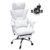 Office & Desk Chairs: VEVOR Reclining Office Chair with Footrest, Heavy Duty PU Leather Wide Office Chair, Big and Tall Executive Office Chairs with Lumbar Support, Strong Metal Base Quiet Wheels, White