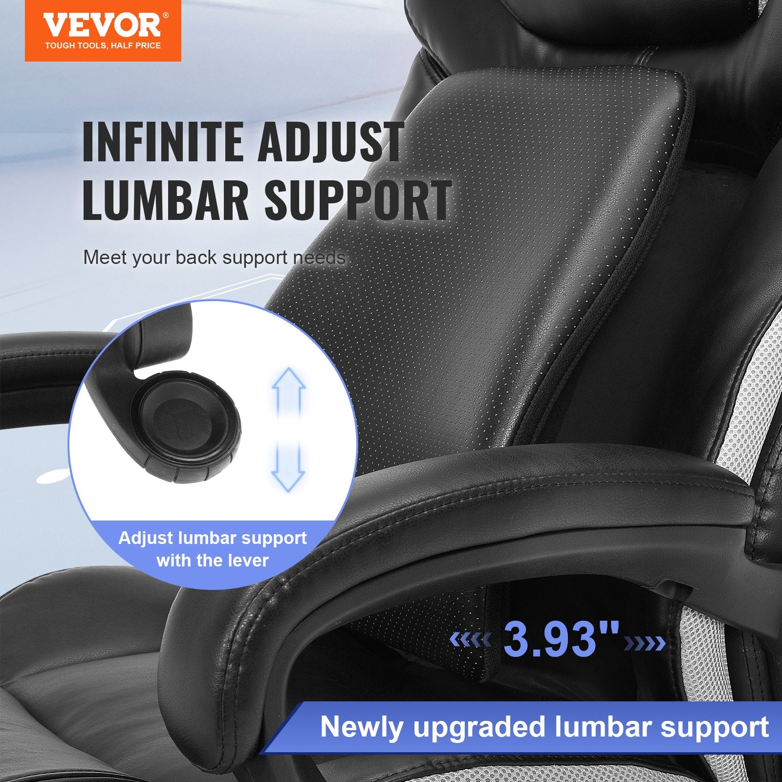 Office & Desk Chairs: VEVOR Heavy Duty Executive Office Chair with Cutting-edge Adjustable Lumbar Support for Long Hours, Big and Tall 400lbs Office Chair, Wide Thick Padded Strong Metal Base Quiet Wheels