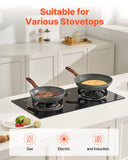 Skillets & Frying Pans: VEVOR Frying Pan Skillet, Aluminum Egg Fry Pans, 3 Piece Set (250, 280, 325 mm), Nonsitck Heavy-Duty Skillets with Heat-Resistant Handle, Chef's Kitchen Cookware, for Gas, Electric, Induction, Grey