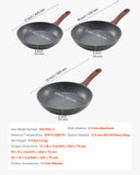 Skillets & Frying Pans: VEVOR Frying Pan Skillet, Aluminum Egg Fry Pans, 3 Piece Set (250, 280, 325 mm), Nonsitck Heavy-Duty Skillets with Heat-Resistant Handle, Chef's Kitchen Cookware, for Gas, Electric, Induction, Grey