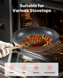 Skillets & Frying Pans: VEVOR Frying Pan Skillet, Aluminum Egg Fry Pans, 3 Piece (200, 270, 300 mm), Nonsitck Ceramic Heavy-Duty Skillets with Heat-Resistant Handle, Chef's Cookware, for Oven, Gas, Electric, Induction, Grey