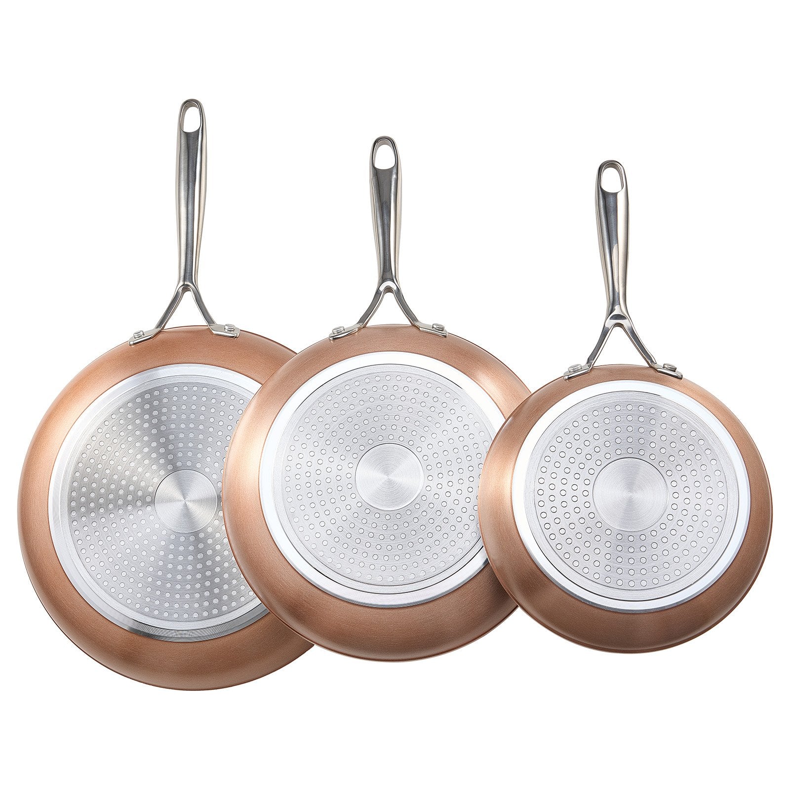 Skillets & Frying Pans: VEVOR Frying Pan Skillet, Aluminum Egg Fry Pans, 3 Piece (200, 270, 300 mm), Nonsitck Ceramic Heavy-Duty Skillets with Heat-Resistant Handle, Chef's Cookware, for Oven, Gas, Electric, Induction, Grey