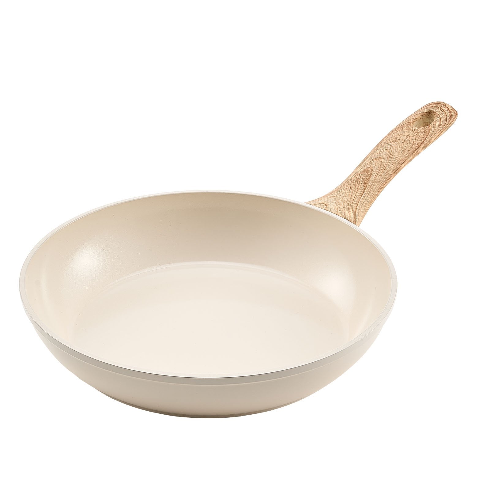 Frying Pan Skillet, Aluminum Egg Fry Pans, 3 Pcs (200, 240, 280 mm), Nonsitck Ceramic Heavy-Duty Skillets with Heat-Resistant Handle, Chef's Kitchen Cookware for Gas, Electric, Induction, Beige