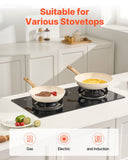 Skillets & Frying Pans: VEVOR Frying Pan Skillet, Aluminum Egg Fry Pans, 3 Pcs (200, 240, 280 mm), Nonsitck Ceramic Heavy-Duty Skillets with Heat-Resistant Handle, Chef's Kitchen Cookware for Gas, Electric, Induction, Beige