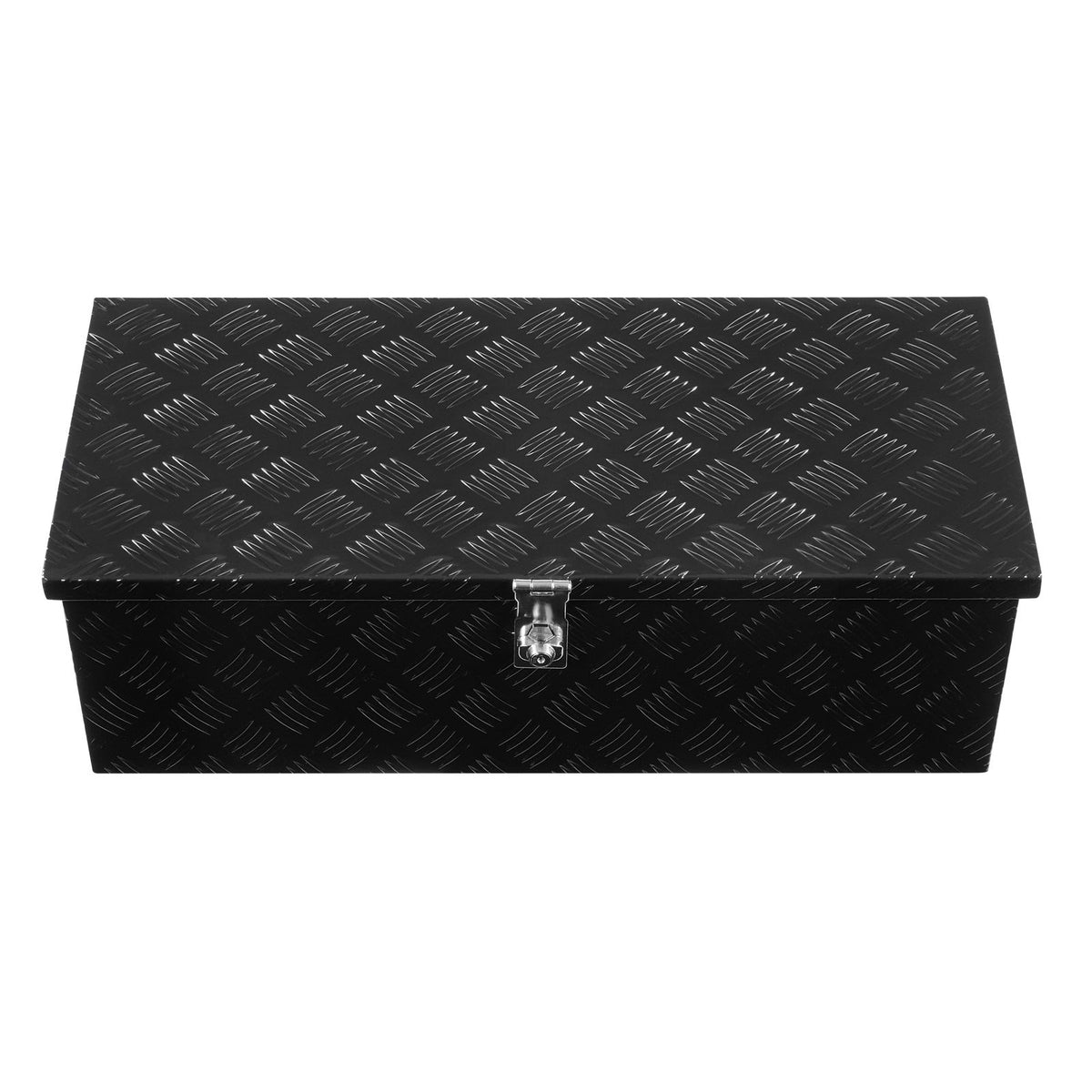 Heavy Duty Aluminum Truck Bed Tool Box, Stripes Plated Tool Box with Side Handle and Lock Keys, Storage Toolbox Chest Organizer for Trailer, Pickup, RV, 30"x13"x9.6"(762x330.2x243.84mm), Black