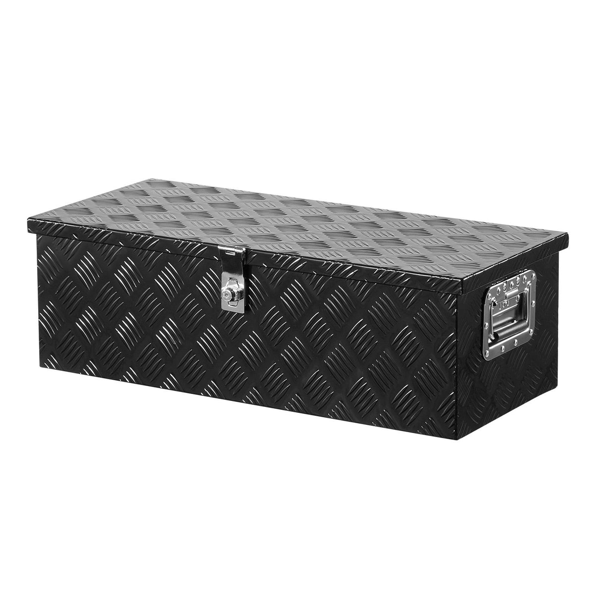 Heavy Duty Aluminum Truck Bed Tool Box, Stripes Plated Tool Box with Side Handle and Lock Keys, Storage Toolbox Chest Organizer for Trailer, Pickup, RV, 30"x13"x9.6"(762x330.2x243.84mm), Black