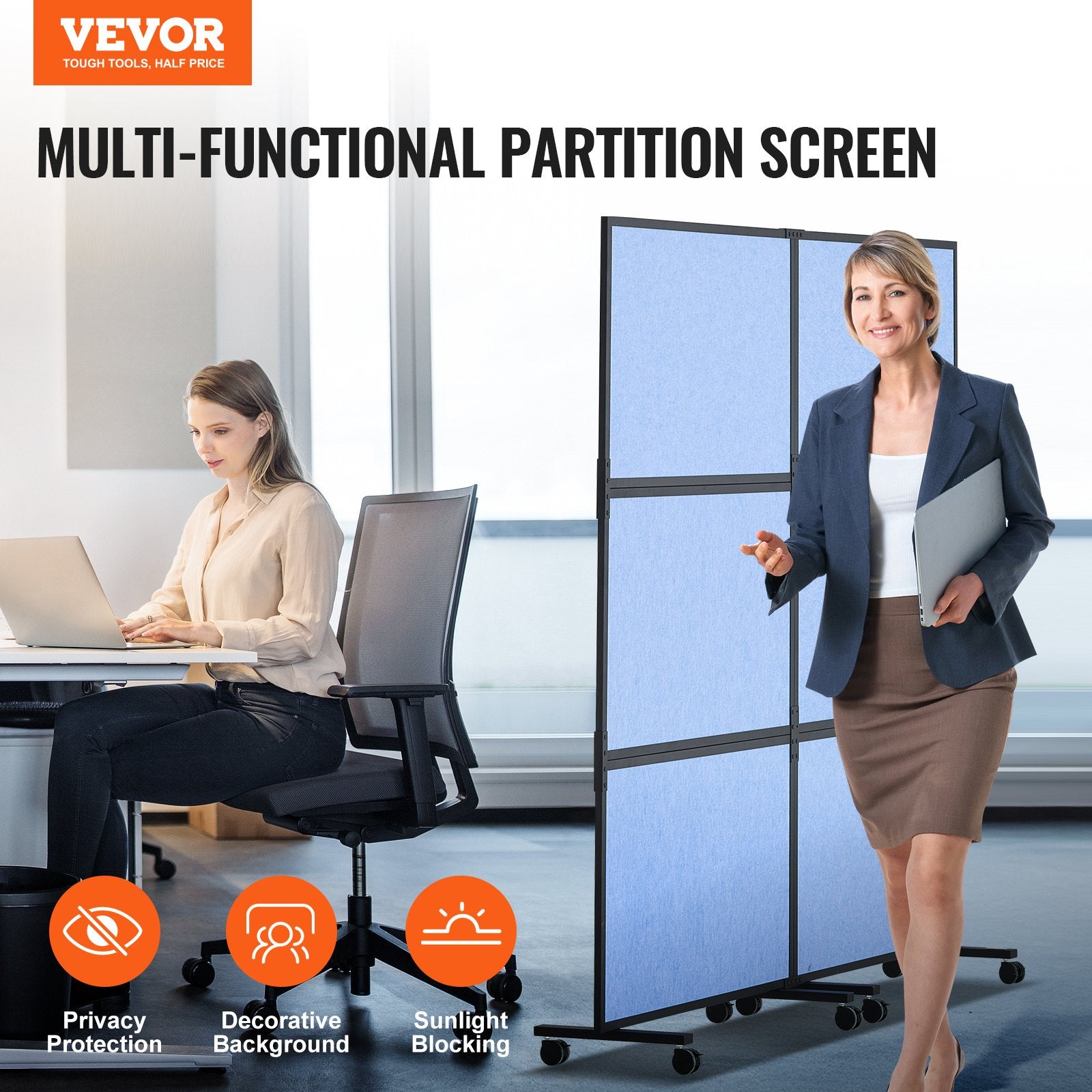 Room Dividers: VEVOR Acoustic Room Divider Partition Panel Privacy Screen 2 Pack Indigo Blue