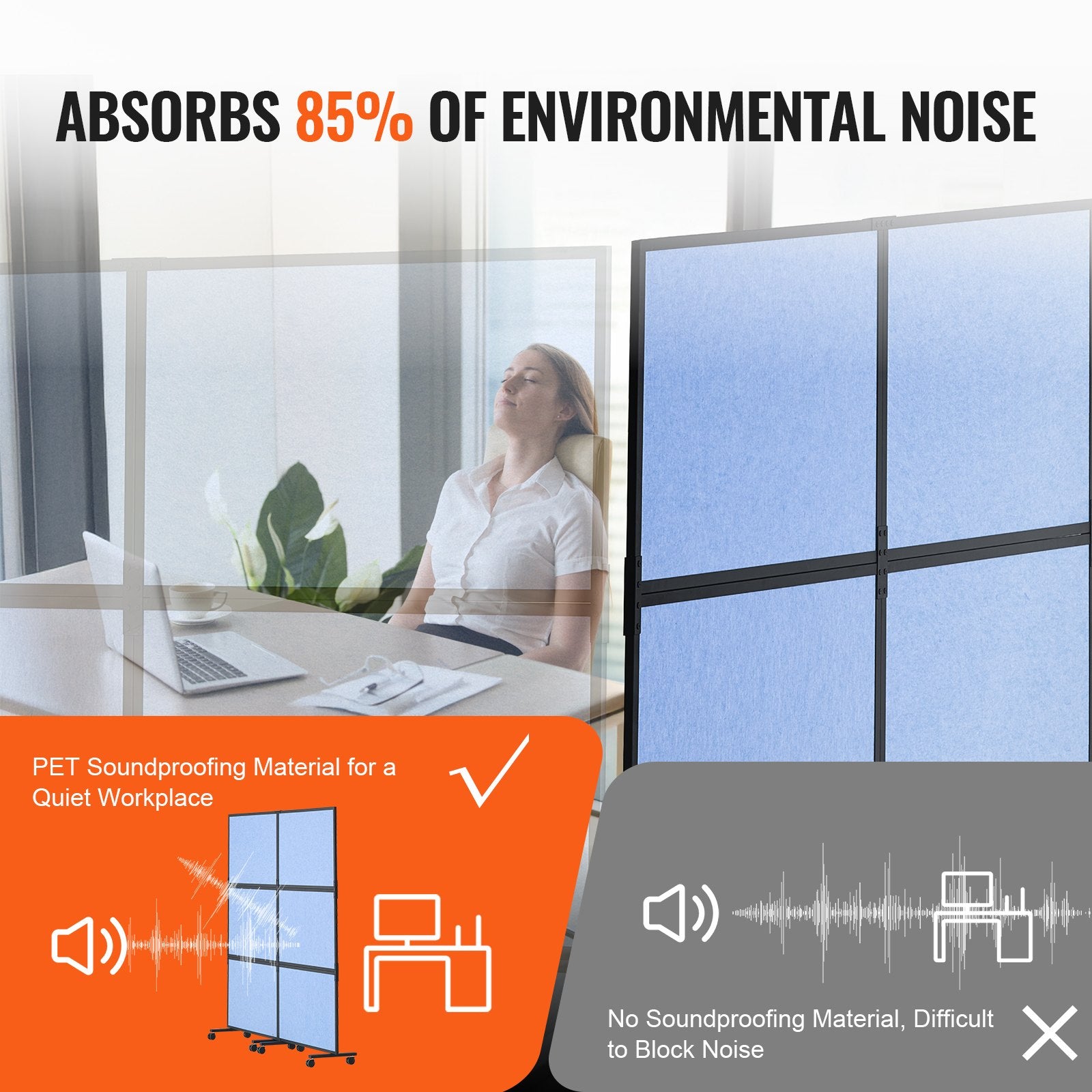 Room Dividers: VEVOR Acoustic Room Divider Partition Panel Privacy Screen 2 Pack Indigo Blue