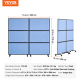 Room Dividers: VEVOR Acoustic Room Divider Partition Panel Privacy Screen 2 Pack Indigo Blue