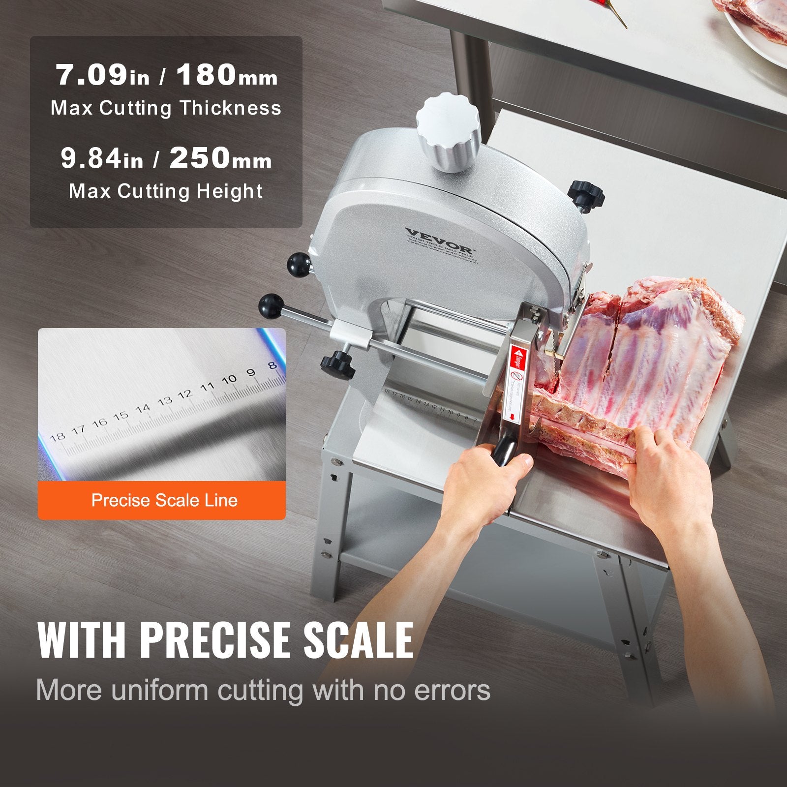 1800W Commercial Electric Meat Bandsaw Stainless Steel Bone Sawing Machine