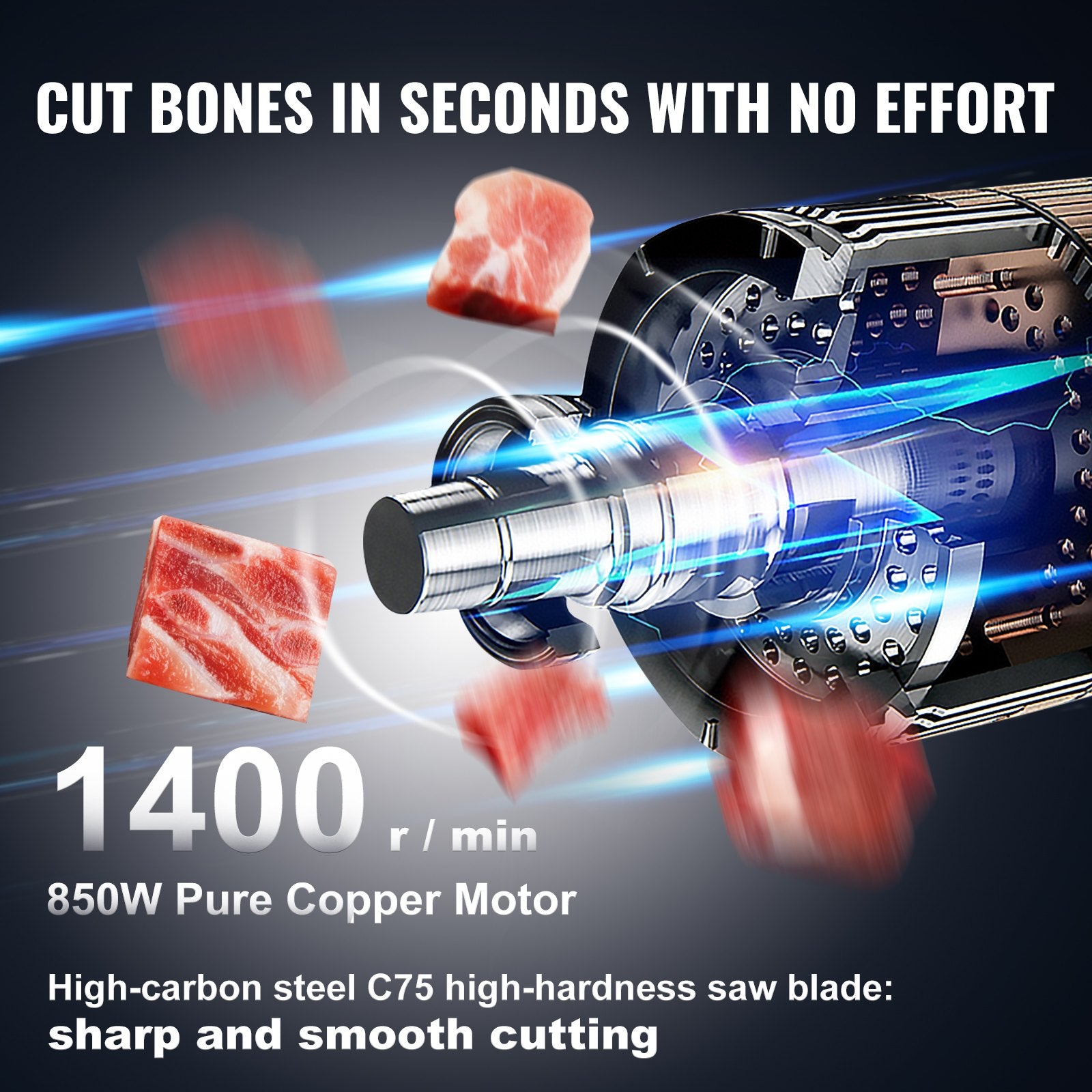 850W Commercial Electric Meat Bandsaw Stainless Steel Bone Sawing Machine
