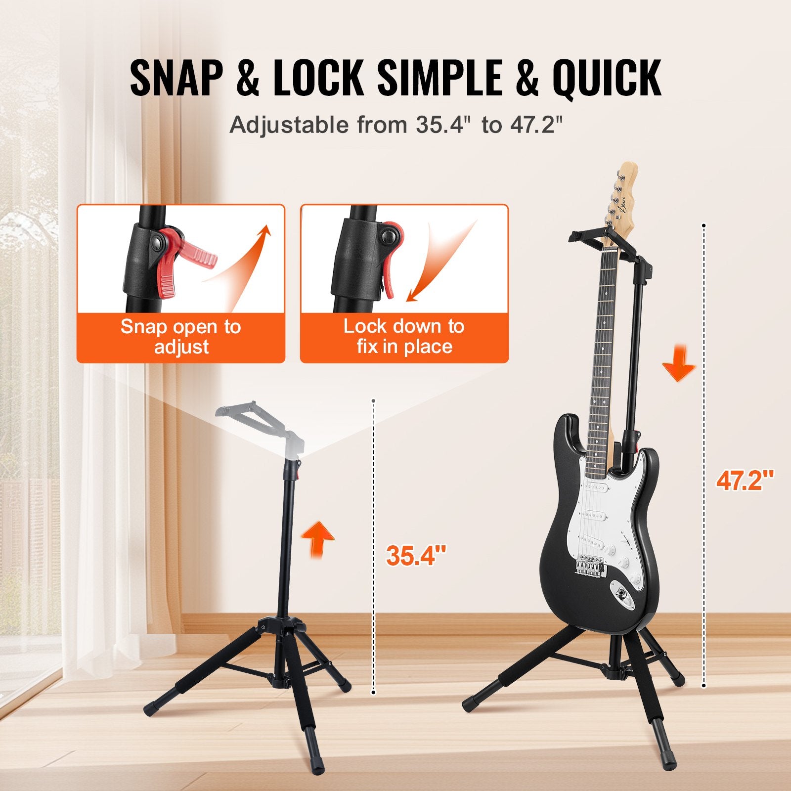 Camera Accessories: VEVOR_ripod Guitar Stand Floor-Standing Foldable 900-1200 mm Adjustable Height