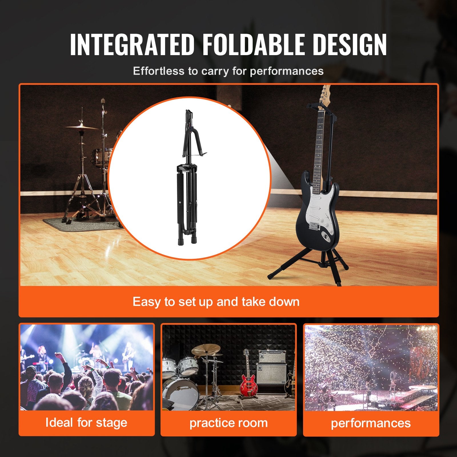 Camera Accessories: VEVOR_ripod Guitar Stand Floor-Standing Foldable 900-1200 mm Adjustable Height
