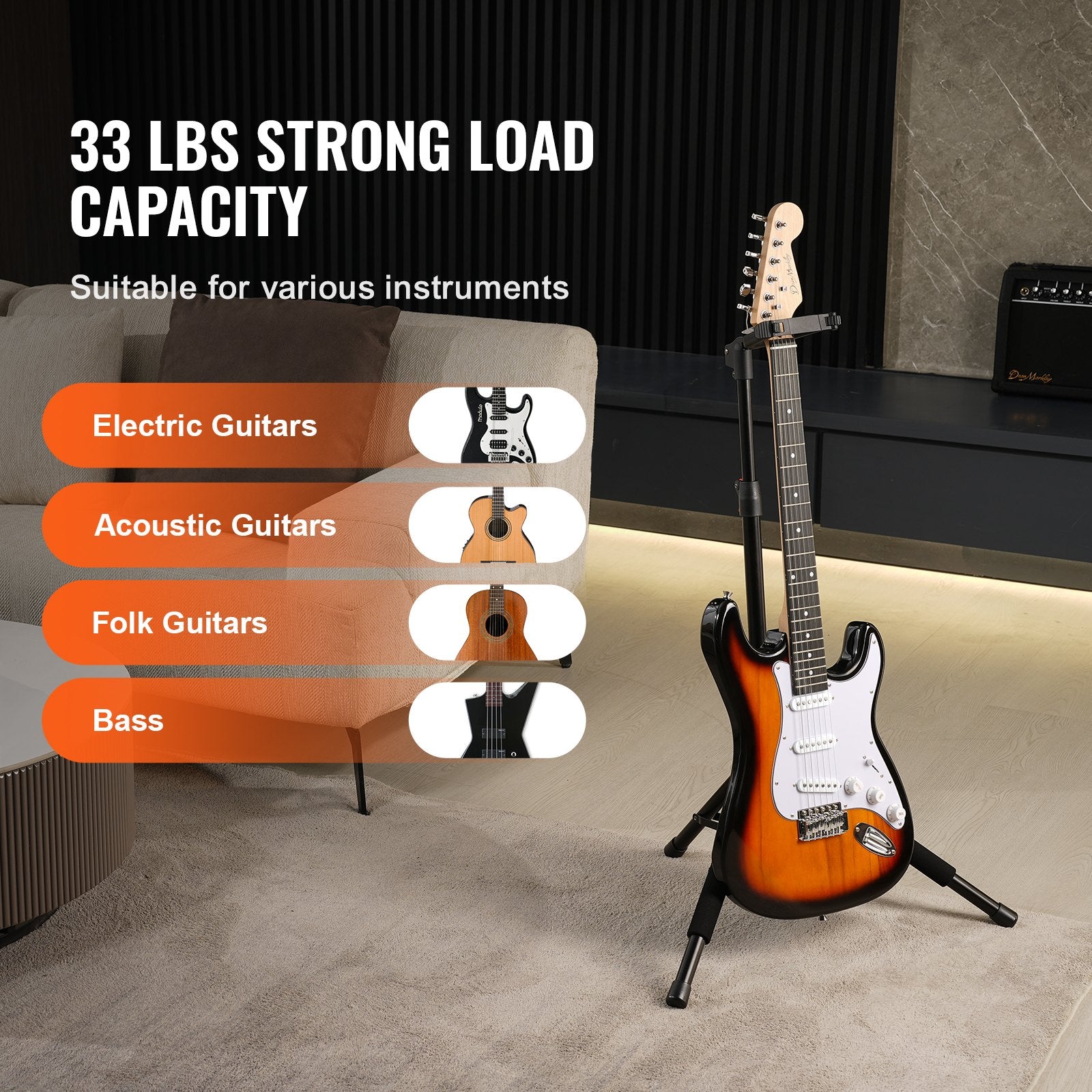 Camera Accessories: VEVOR_ripod Guitar Stand Floor-Standing Foldable 900-1200 mm Adjustable Height