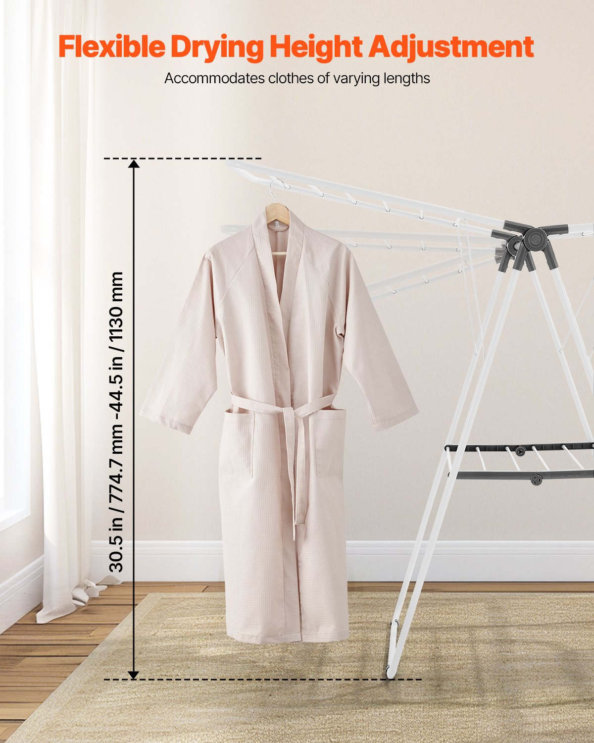 Drying Racks & Hangers: VEVOR 2-Tier Foldable Clothes Drying Rack with Sock Clips & 21 Drying Rods White