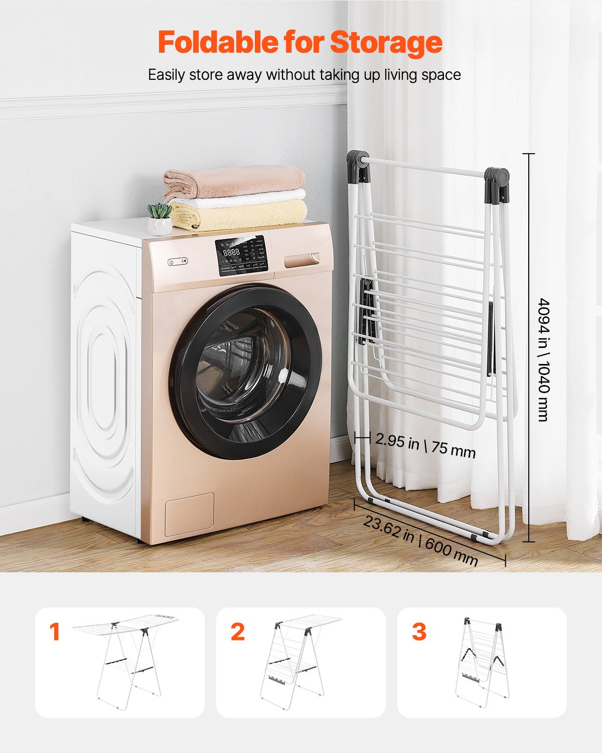 Drying Racks & Hangers: VEVOR 2-Tier Foldable Clothes Drying Rack with Sock Clips & 21 Drying Rods White