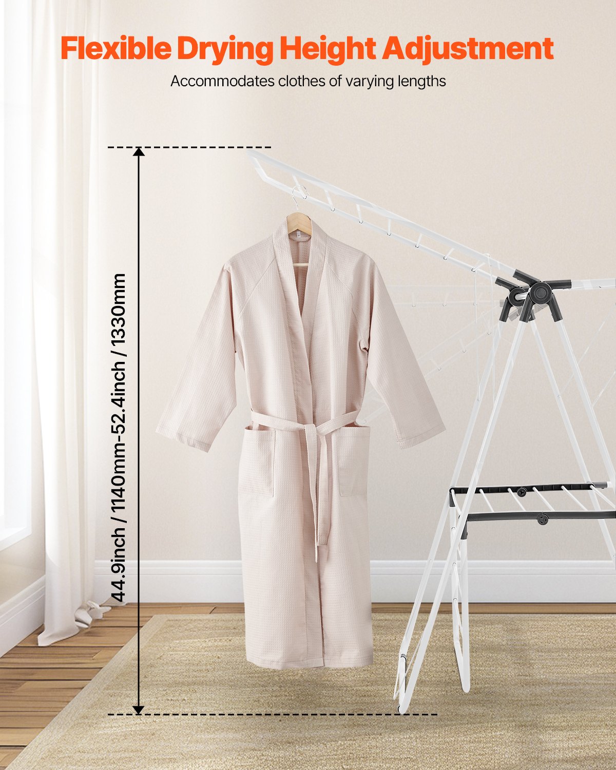 Drying Racks & Hangers: VEVOR 2-Tier Foldable Clothes Drying Rack with Sock Clips & 31 Drying Rods White