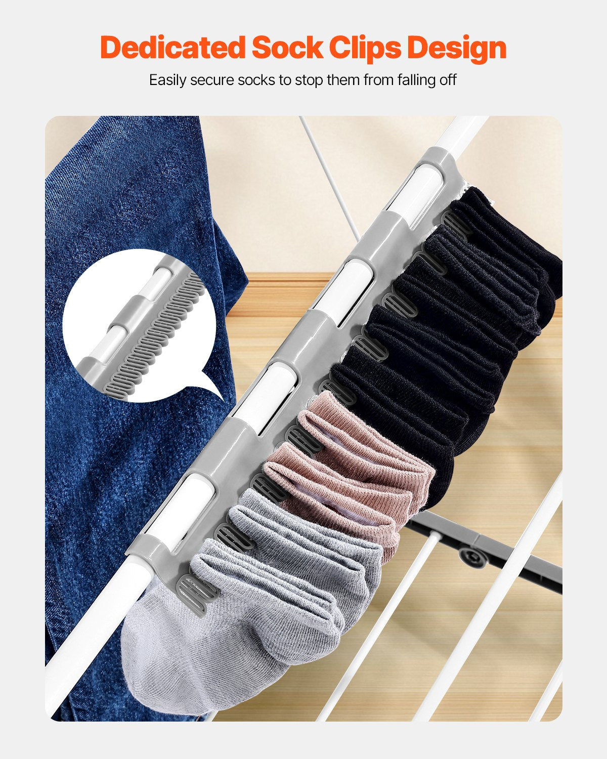 Drying Racks & Hangers: VEVOR 2-Tier Foldable Clothes Drying Rack with Sock Clips & 31 Drying Rods White