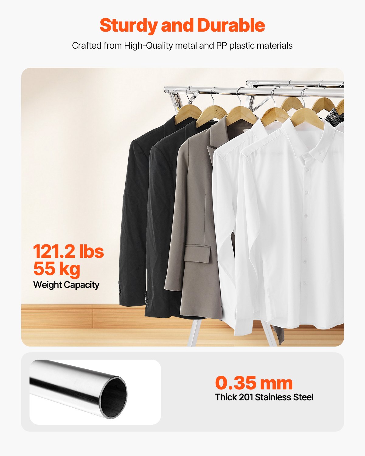 Clothing & Wardrobe Storage: VEVOR 2-Tier Telescopic Clothes Drying Rack w/ 30 Windproof Holes & 2 Shoe Hooks