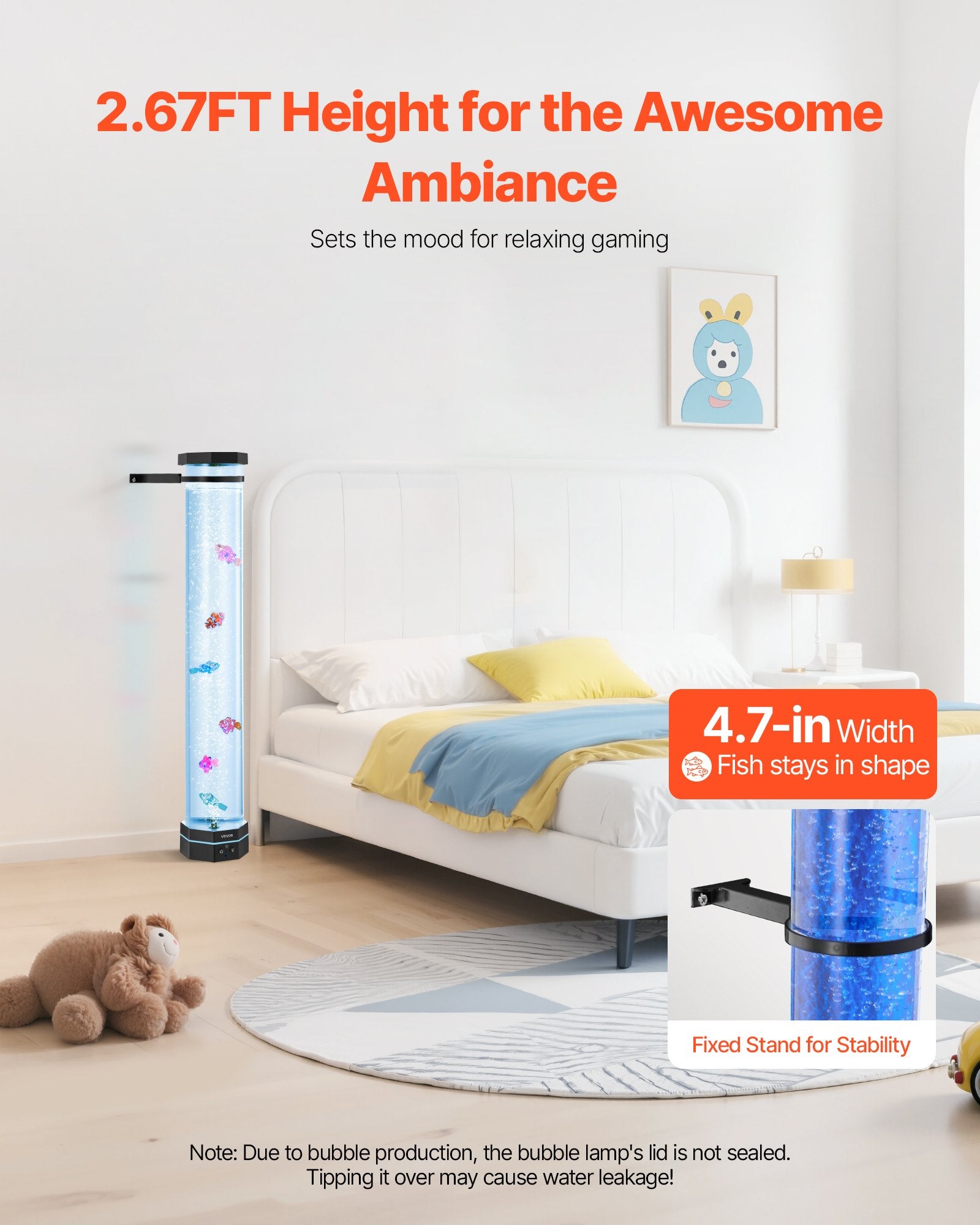 Fountain & Ponds Accessories: VEVOR Bubble Tube Lamp 16 Color 80 cm Sensory Aquarium Lamp for Relief Calming