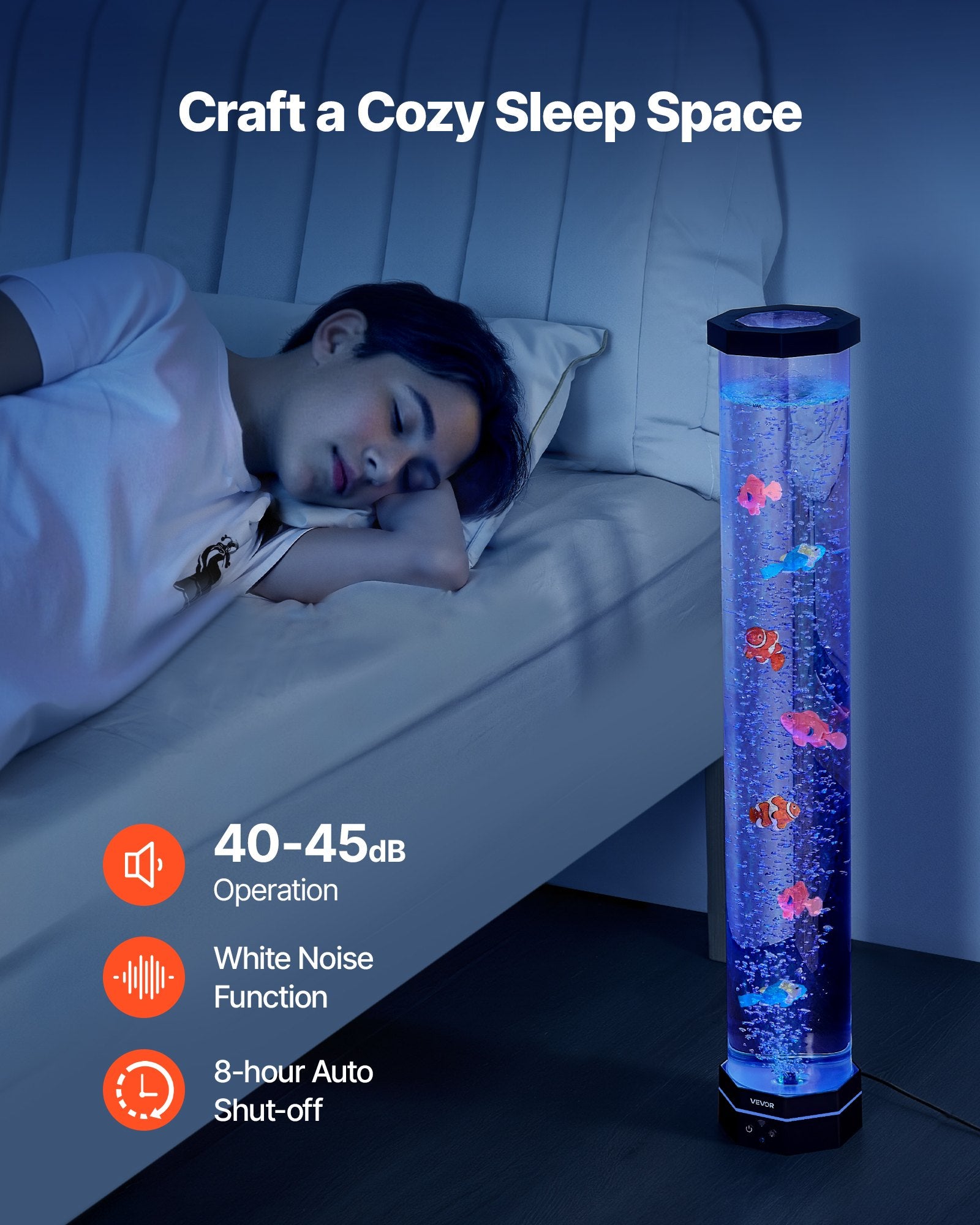 Fountain & Ponds Accessories: VEVOR Bubble Tube Lamp 16 Color 80 cm Sensory Aquarium Lamp for Relief Calming