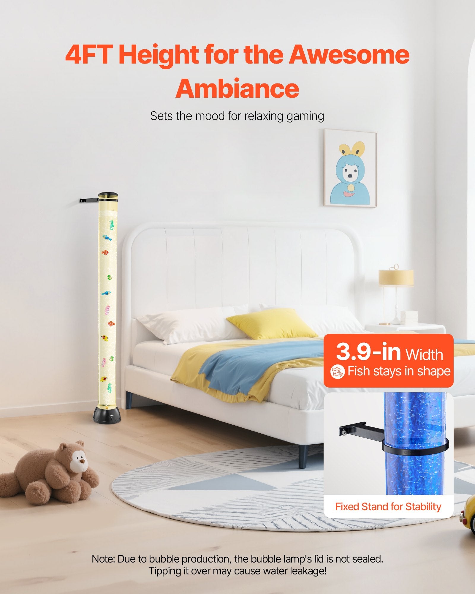 Table Lamps: VEVOR Bubble Tube Lamp 16 Color 1.2 m Sensory Aquarium Lamp for Relief Calming