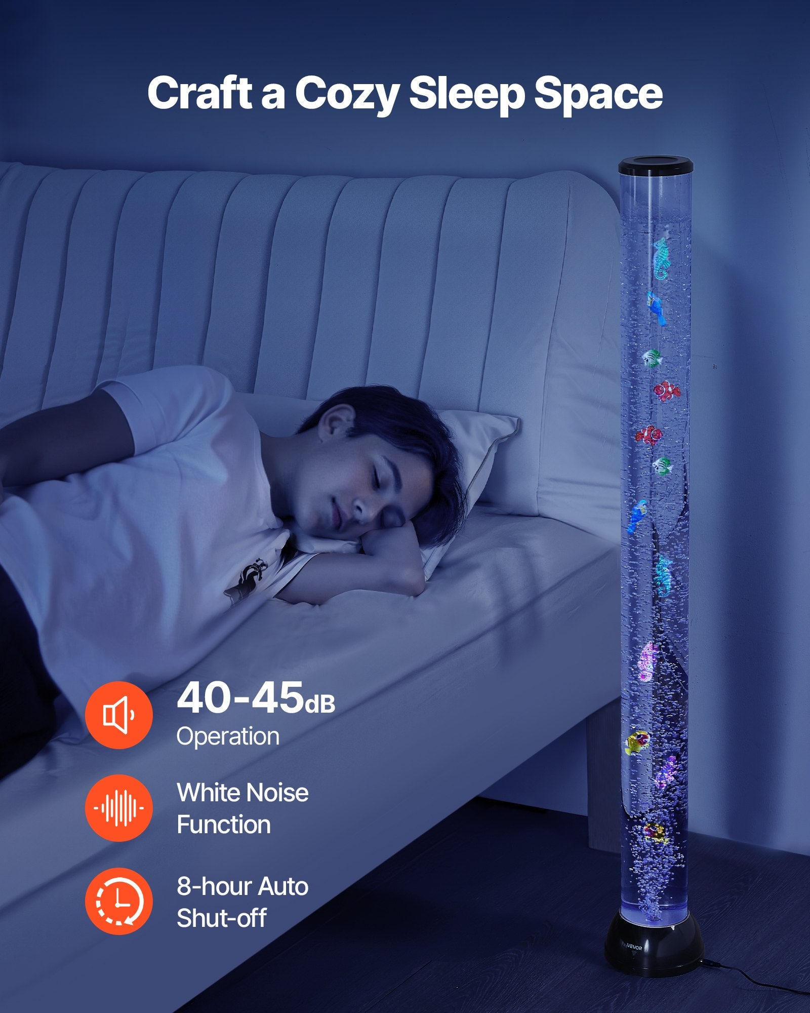 Table Lamps: VEVOR Bubble Tube Lamp 16 Color 1.2 m Sensory Aquarium Lamp for Relief Calming
