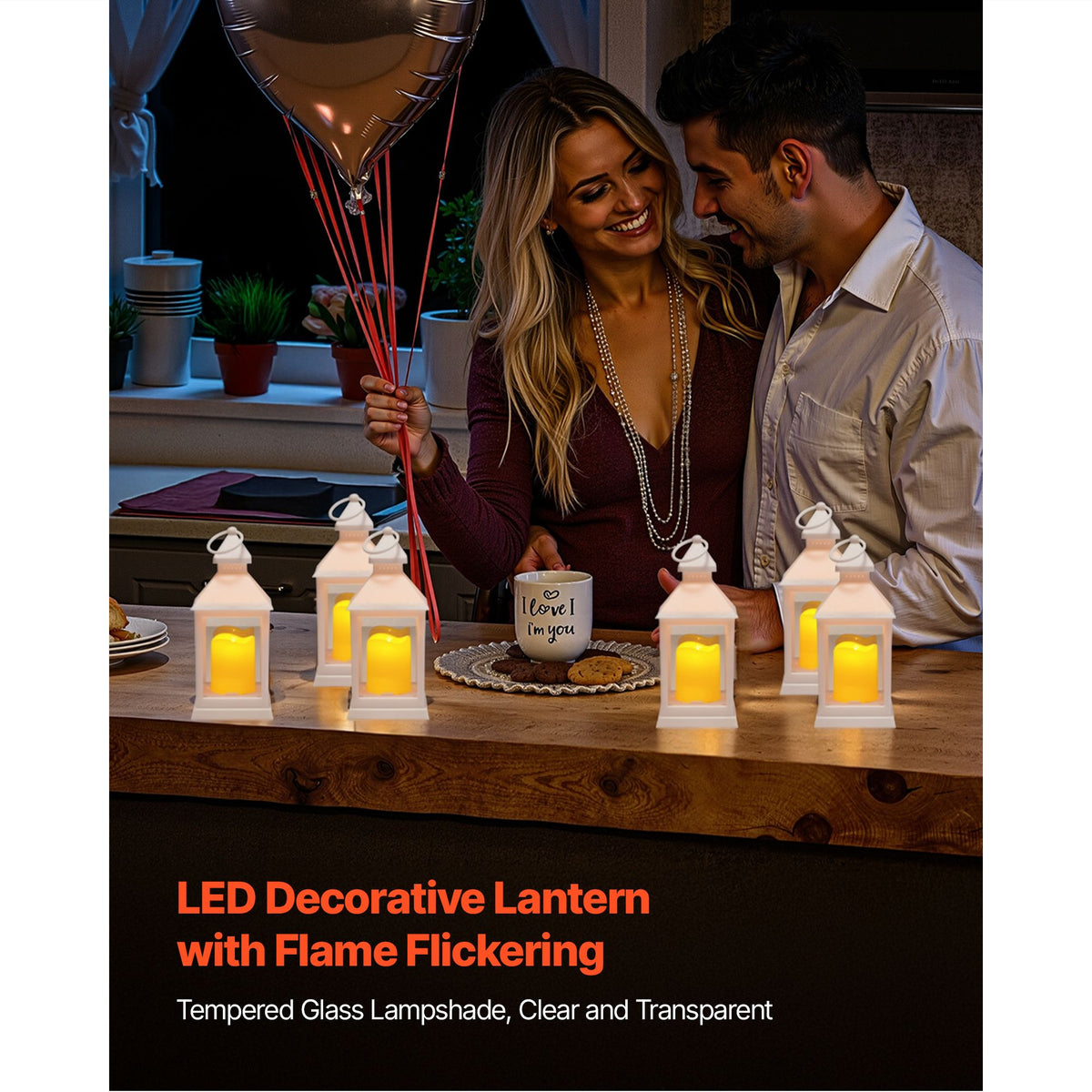 12 Pcs Decorative Candle Lantern, LED Electric Flameless Candle, Plastic LED Holder with Glass, Wall Hanging Indoor Porch Lanterns for Wedding Table Party Farmhouse Indoor Decor, White