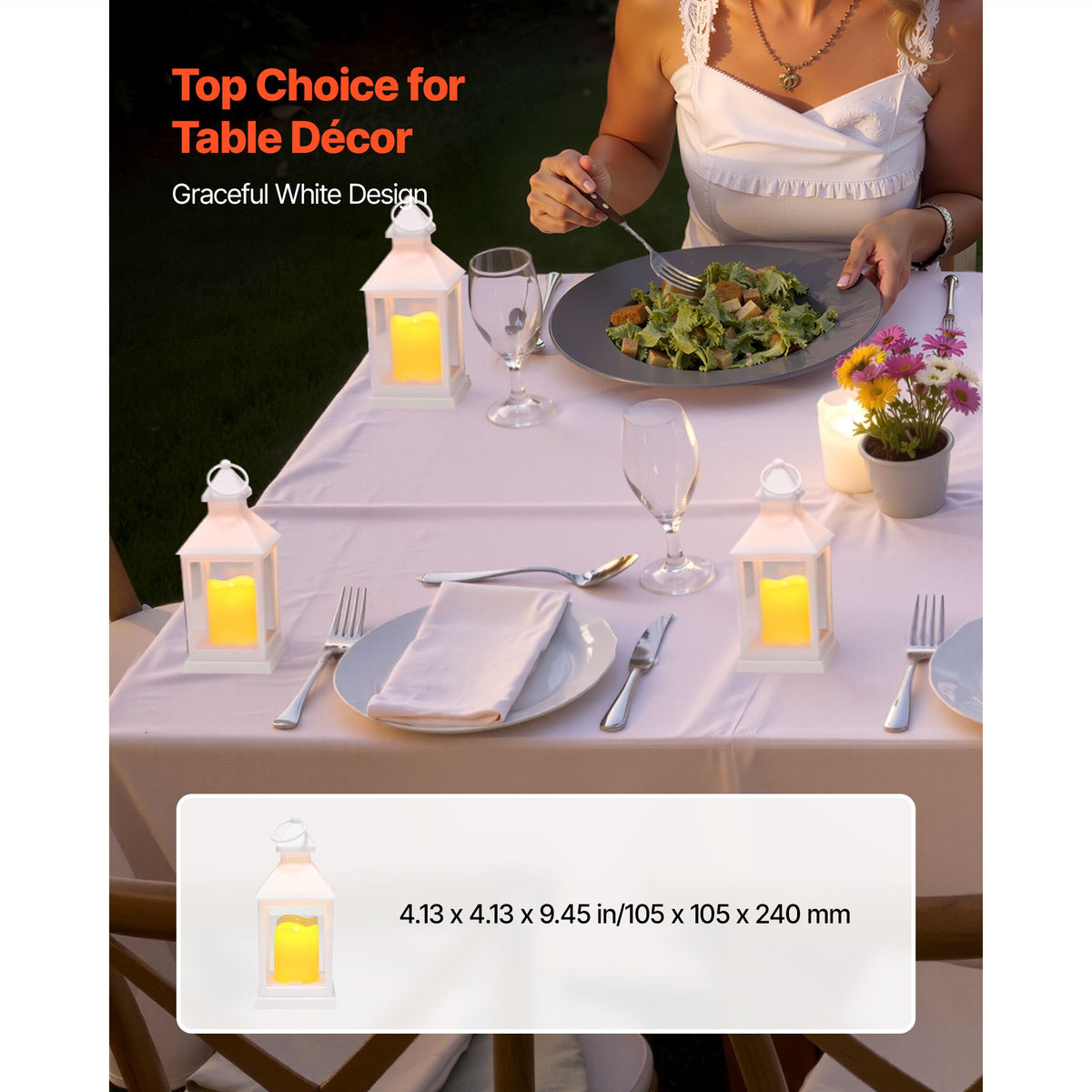 12 Pcs Decorative Candle Lantern, LED Electric Flameless Candle, Plastic LED Holder with Glass, Wall Hanging Indoor Porch Lanterns for Wedding Table Party Farmhouse Indoor Decor, White