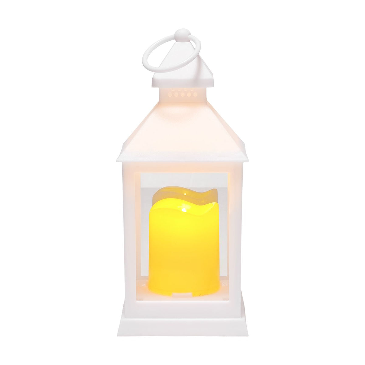 12 Pcs Decorative Candle Lantern, LED Electric Flameless Candle, Plastic LED Holder with Glass, Wall Hanging Indoor Porch Lanterns for Wedding Table Party Farmhouse Indoor Decor, White