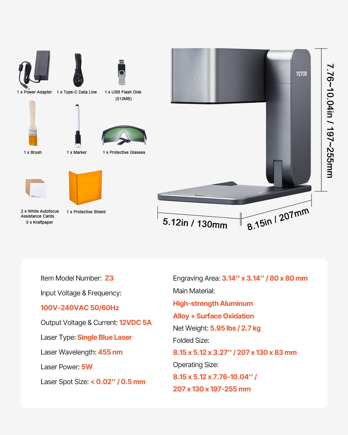 Hand Tools: VEVOR Portable Laser Engraver 600 mm/s 5W High Speed Handheld Engraving Machine