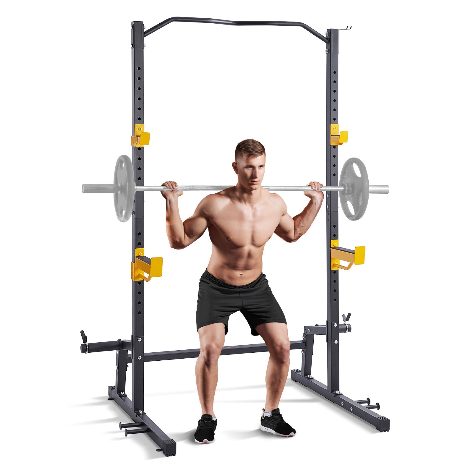 Exercise Benches: VEVOR Squat Stand Power Rack Adjustable Heavy Duty Barbell Weight Stand Home Gym
