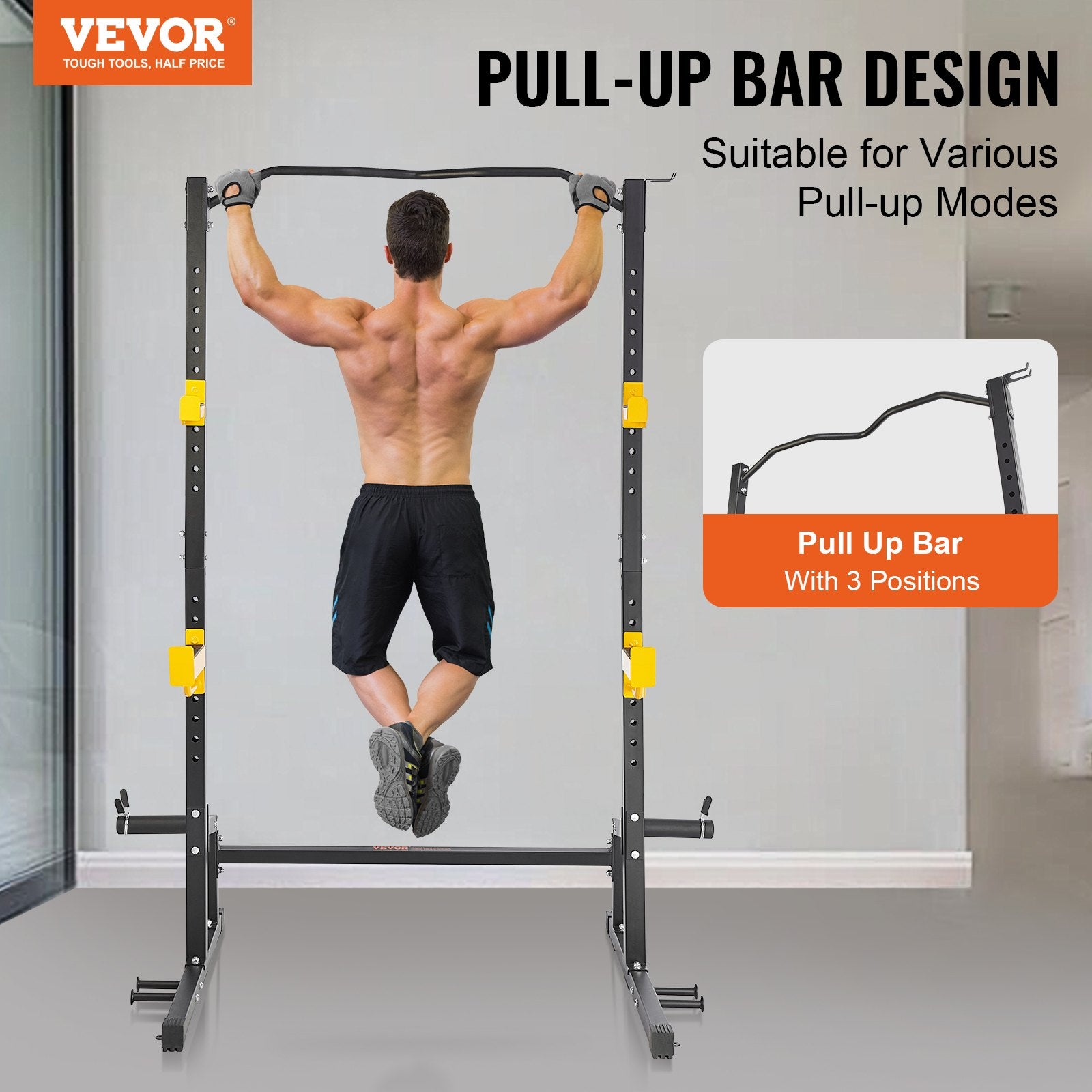 Exercise Benches: VEVOR Squat Stand Power Rack Adjustable Heavy Duty Barbell Weight Stand Home Gym