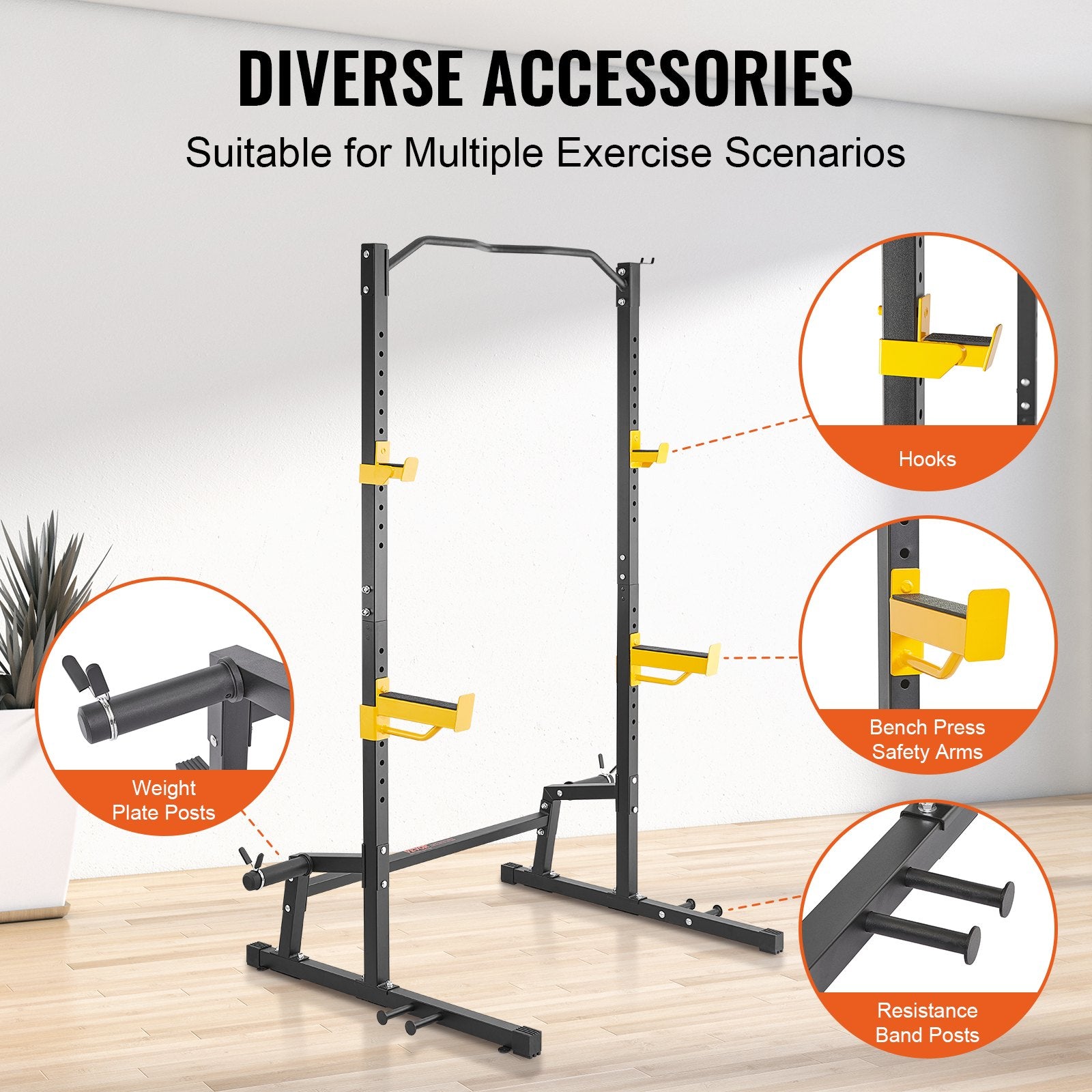 Exercise Benches: VEVOR Squat Stand Power Rack Adjustable Heavy Duty Barbell Weight Stand Home Gym