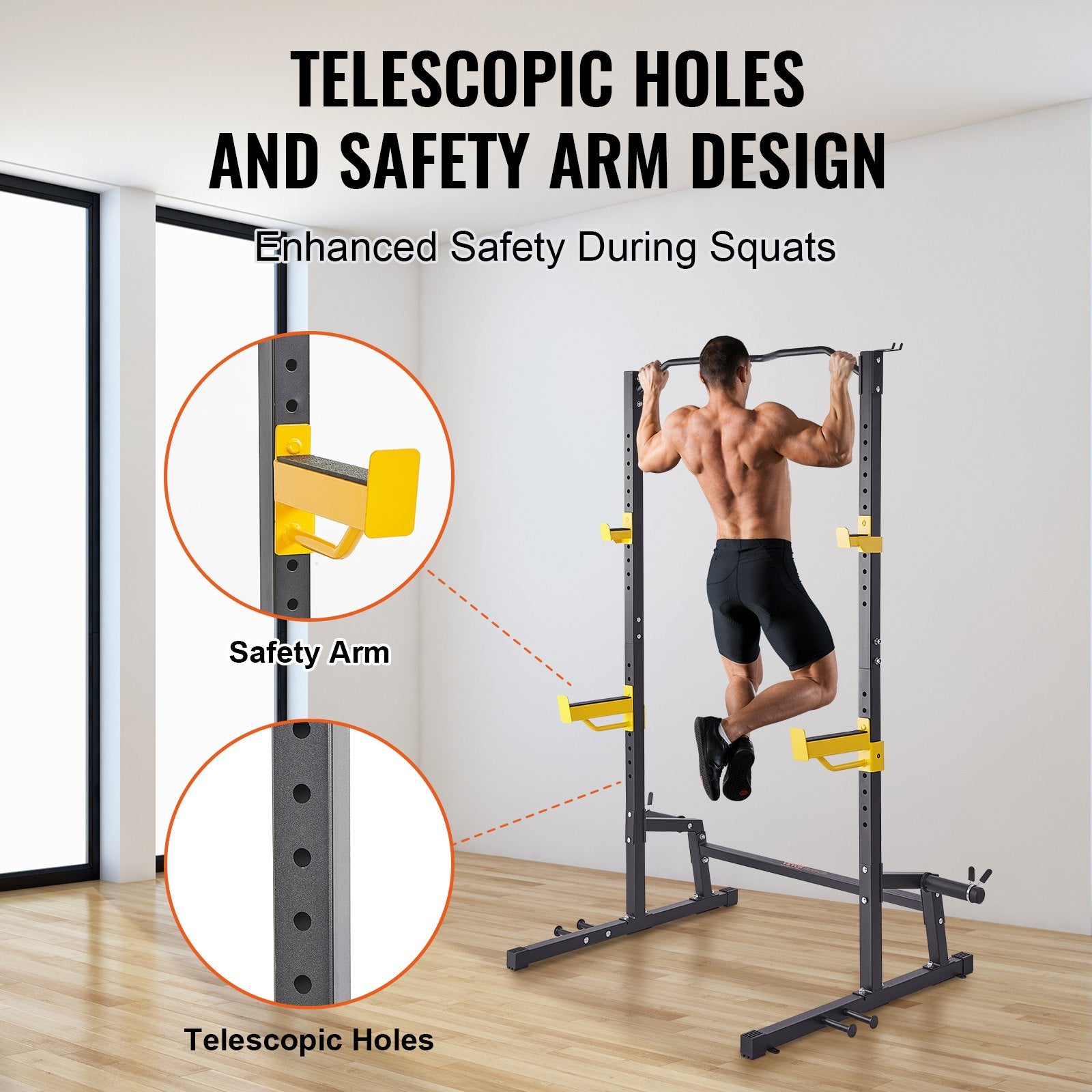 Exercise Benches: VEVOR Squat Stand Power Rack Adjustable Heavy Duty Barbell Weight Stand Home Gym