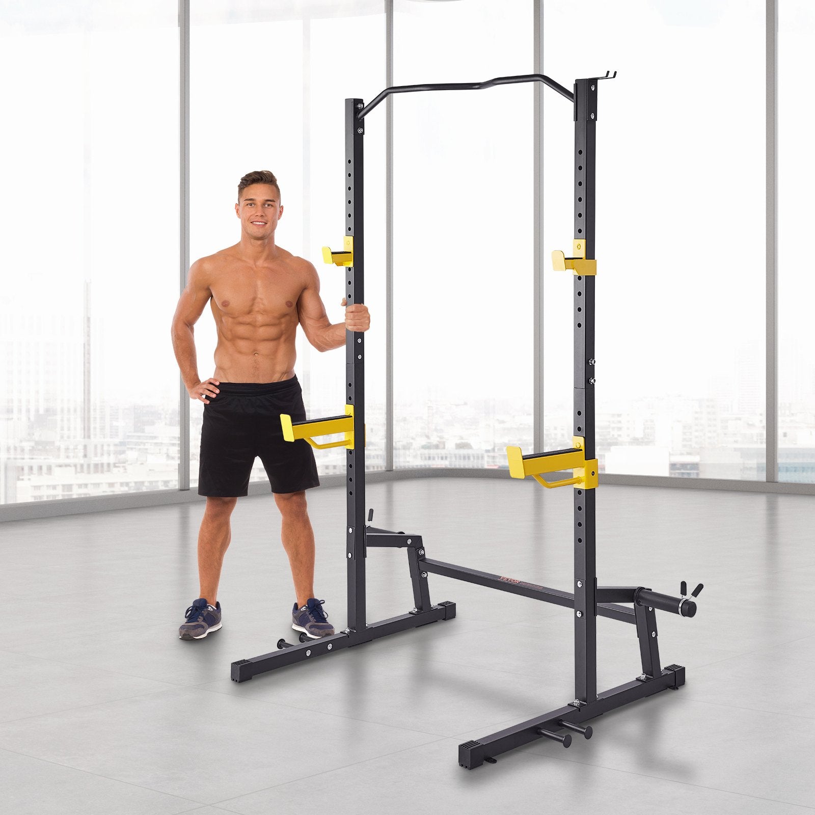 Exercise Benches: VEVOR Squat Stand Power Rack Adjustable Heavy Duty Barbell Weight Stand Home Gym