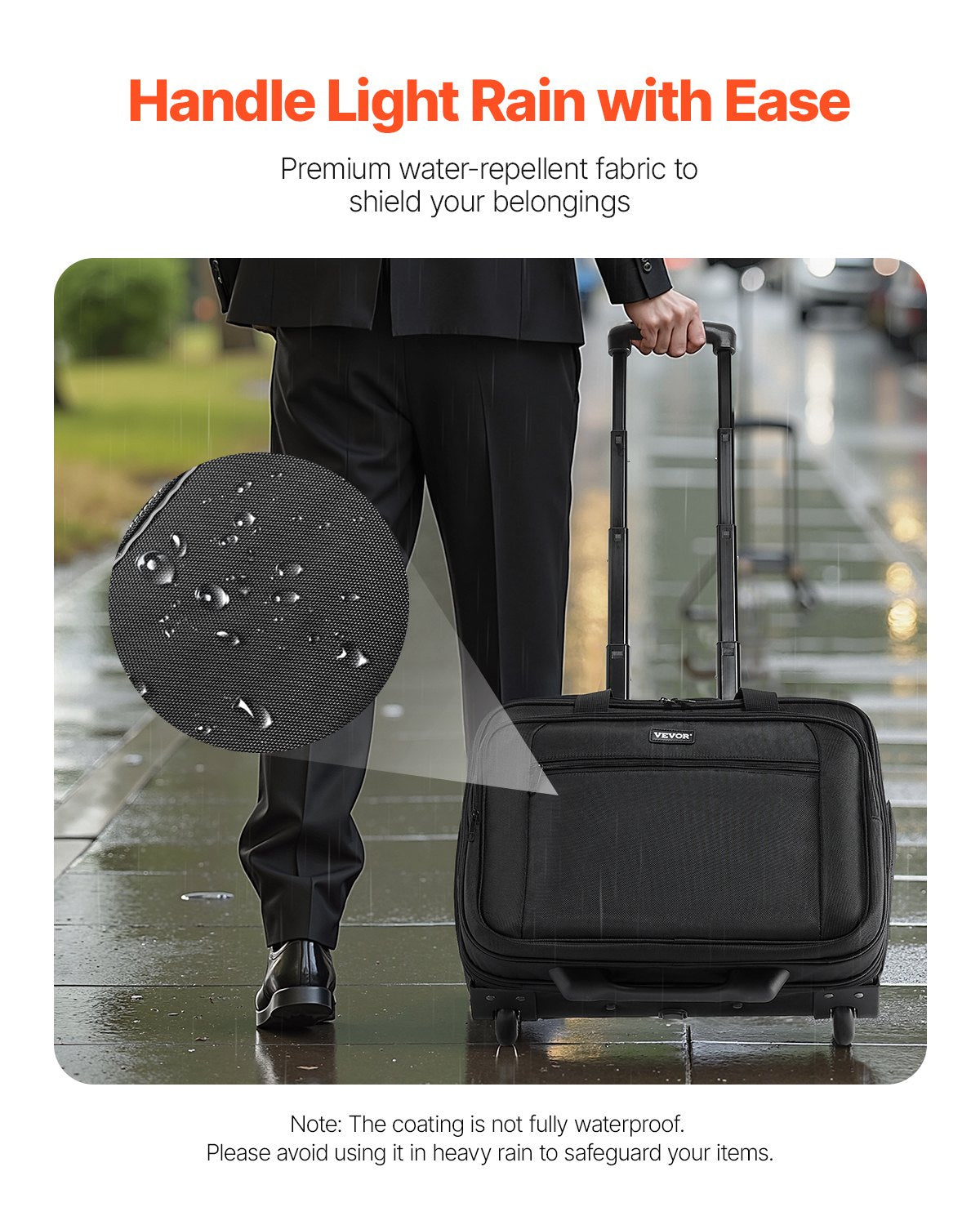 Duffel Bags: VEVOR Rolling Laptop Bag 39.62 cm Wheeled Computer Bag for Women & Men Black
