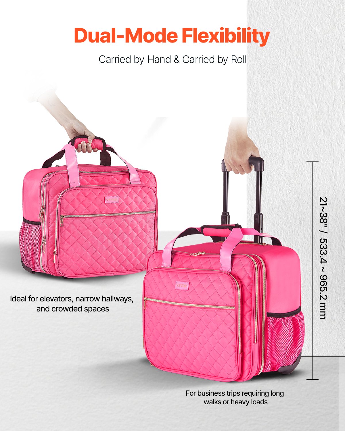 Mouse & Accessories: VEVOR Rolling Laptop Bag, Fits Up to 17.3 Inch Laptop, Wheeled Briefcase, Roller Computer Tote Bag with 2 Fixed Wheels & Telescoping Handle, Laptop Case for Work Travel Business Office, Red