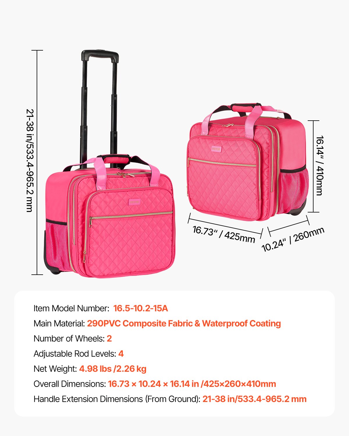 Mouse & Accessories: VEVOR Rolling Laptop Bag, Fits Up to 17.3 Inch Laptop, Wheeled Briefcase, Roller Computer Tote Bag with 2 Fixed Wheels & Telescoping Handle, Laptop Case for Work Travel Business Office, Red