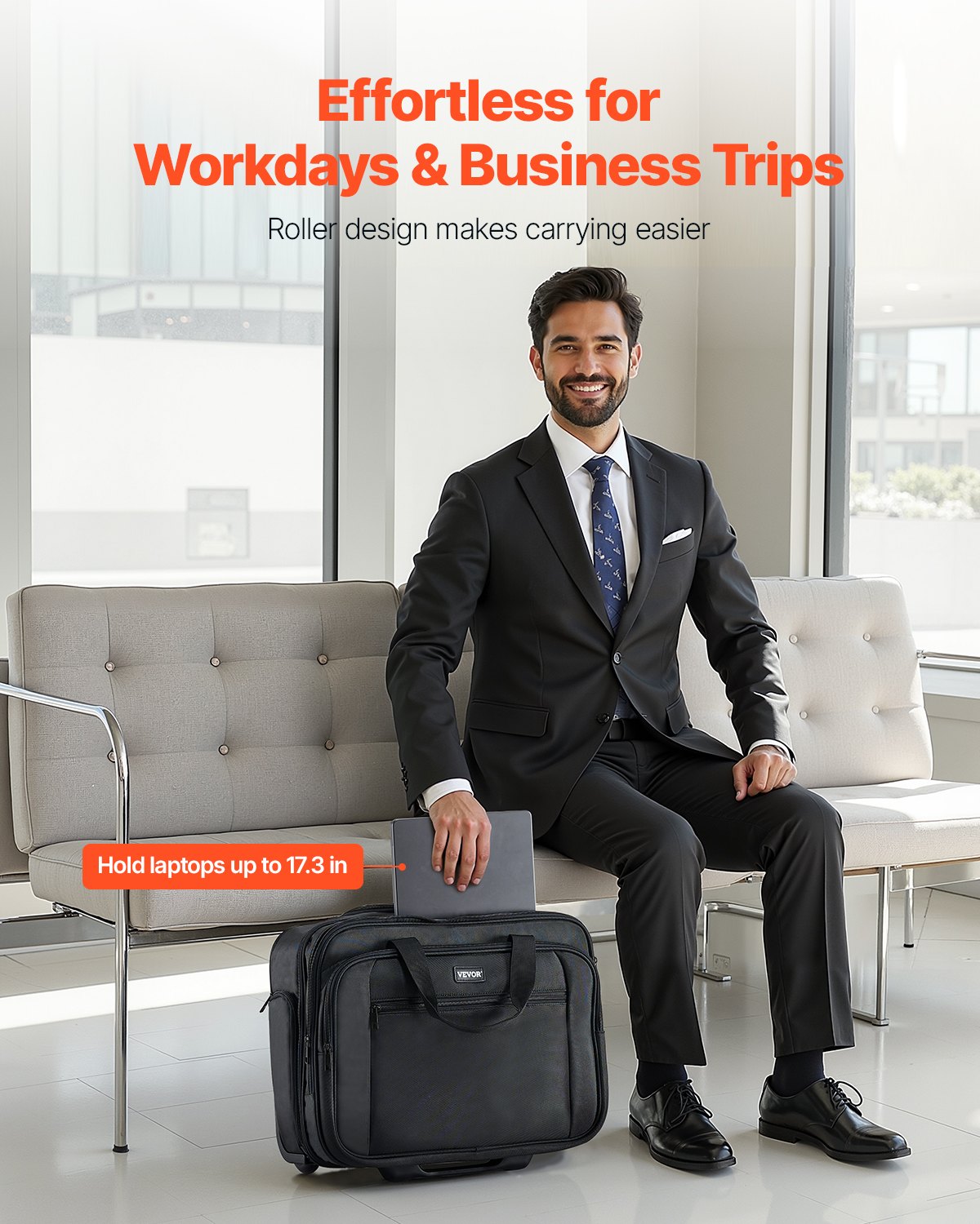 Duffel Bags: VEVOR Rolling Laptop Bag 43.94 cm Wheeled Computer Bag for Women & Men Black