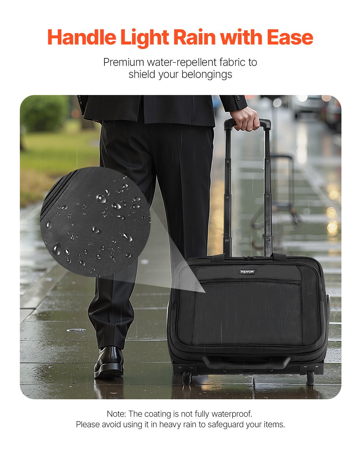 Duffel Bags: VEVOR Rolling Laptop Bag 43.94 cm Wheeled Computer Bag for Women & Men Black