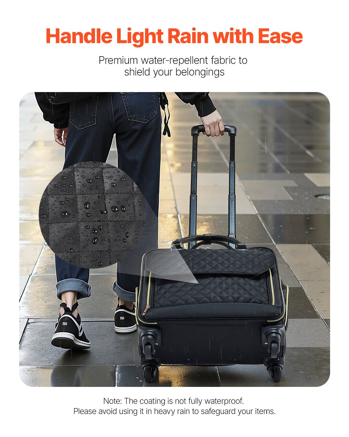 Mouse & Accessories: VEVOR Rolling Laptop Bag, Fits Up to 17.3 Inch Laptop, Wheeled Briefcase, Roller Computer Tote Bag with 4 Spinner Wheels & TSA Lock, Laptop Case for Work Travel Business, Women & Men (Black Gold)