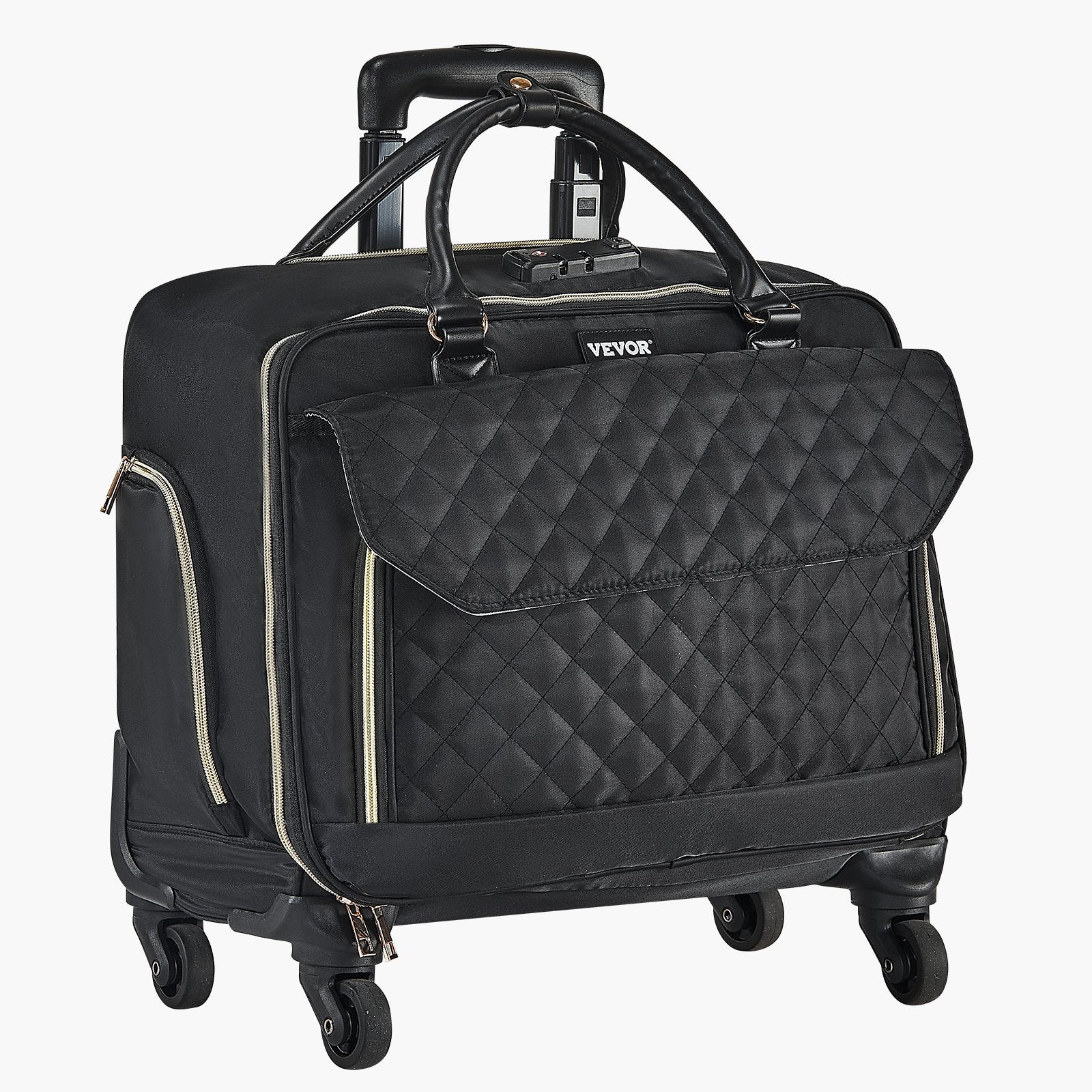 Mouse & Accessories: VEVOR Rolling Laptop Bag, Fits Up to 17.3 Inch Laptop, Wheeled Briefcase, Roller Computer Tote Bag with 4 Spinner Wheels & TSA Lock, Laptop Case for Work Travel Business, Women & Men (Black Gold)