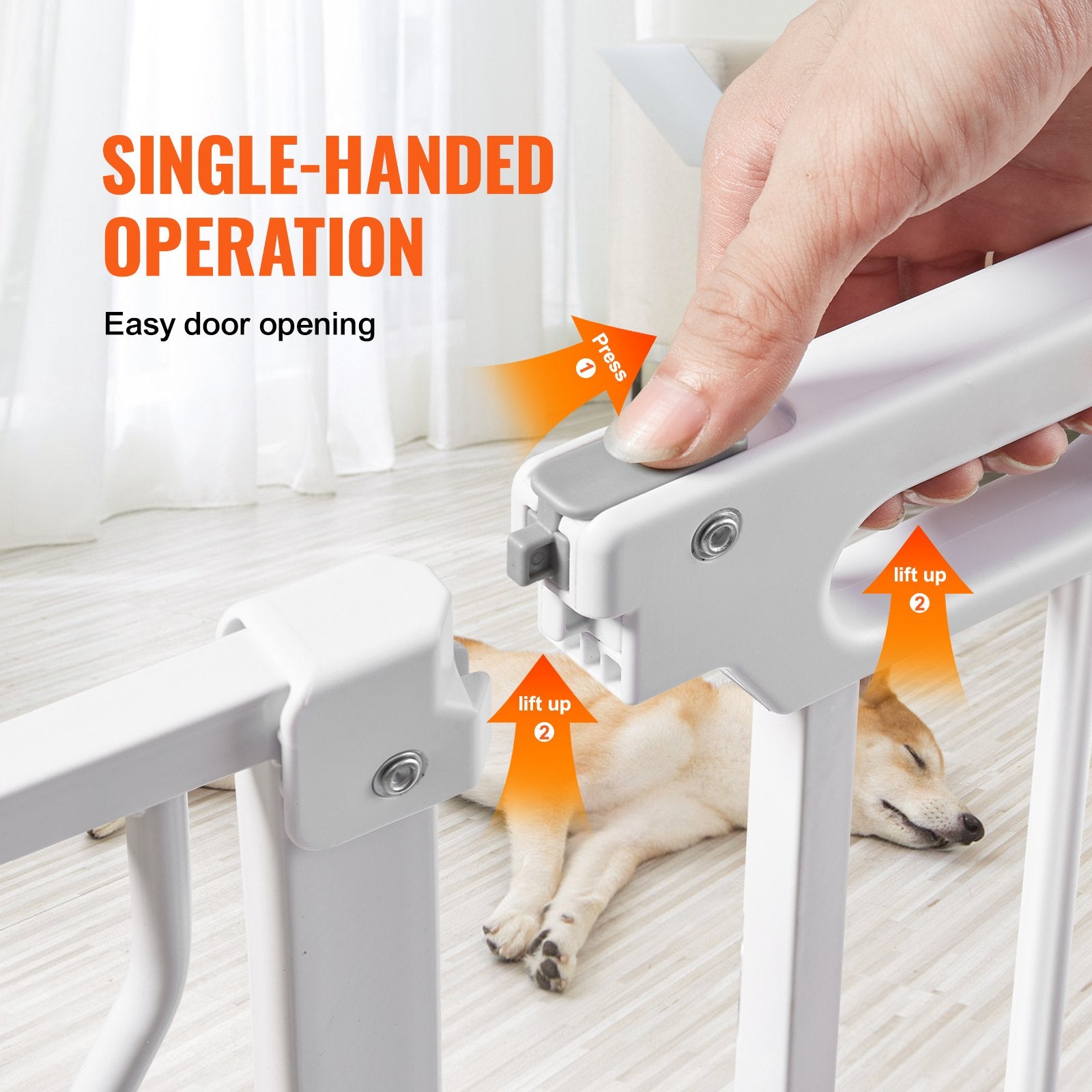 Dog Playpens & Gates: VEVOR Baby Gate, 749-1346 mm Extra Wide, 762 mm High, Dog Gate for Stairs Doorways and House, Easy Step Walk Thru Auto Close Child Gate Pet Security Gate with Pressure Mount and Wall Mount Kit, White