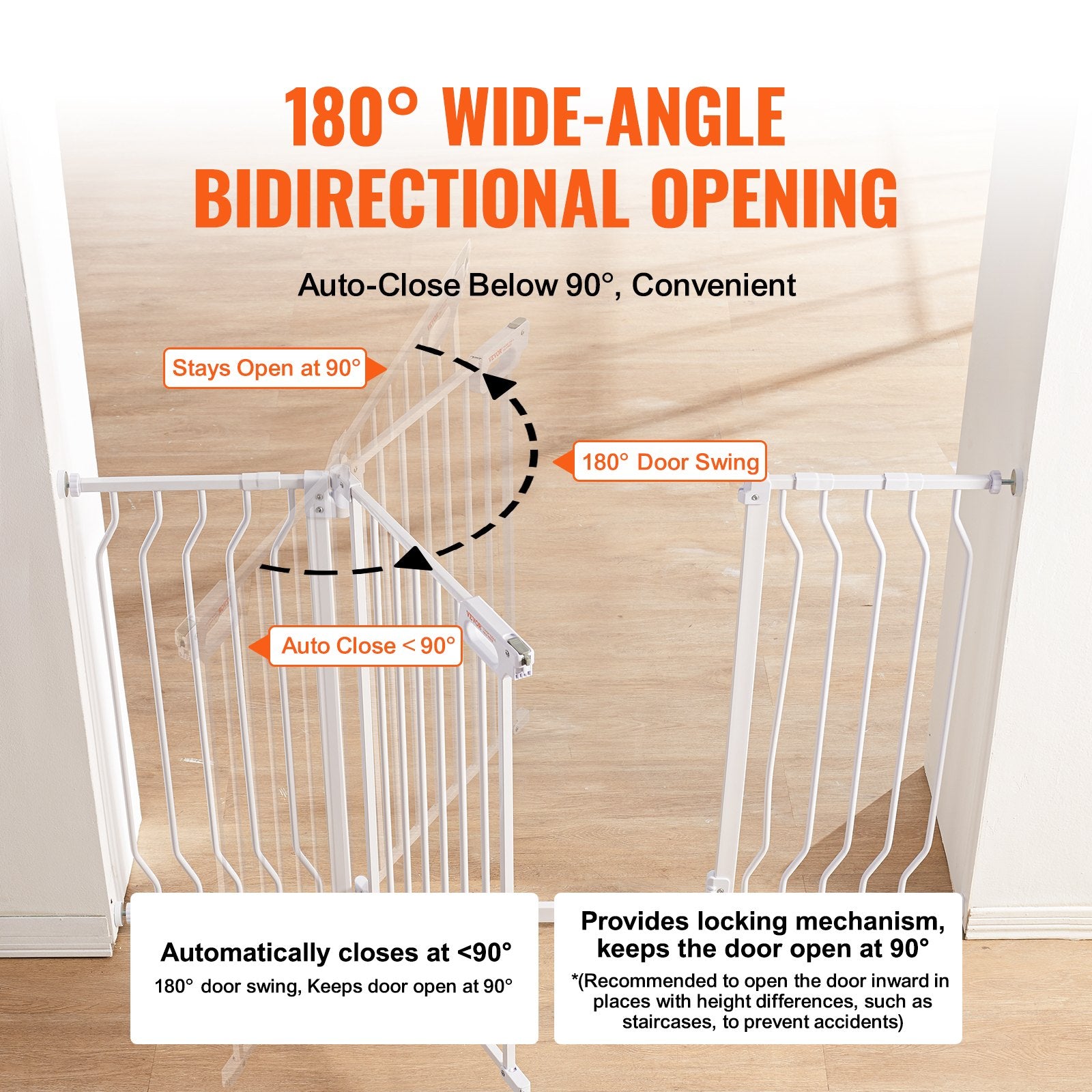 Dog Playpens & Gates: VEVOR Baby Gate, 749-1346 mm Extra Wide, 762 mm High, Dog Gate for Stairs Doorways and House, Easy Step Walk Thru Auto Close Child Gate Pet Security Gate with Pressure Mount and Wall Mount Kit, White