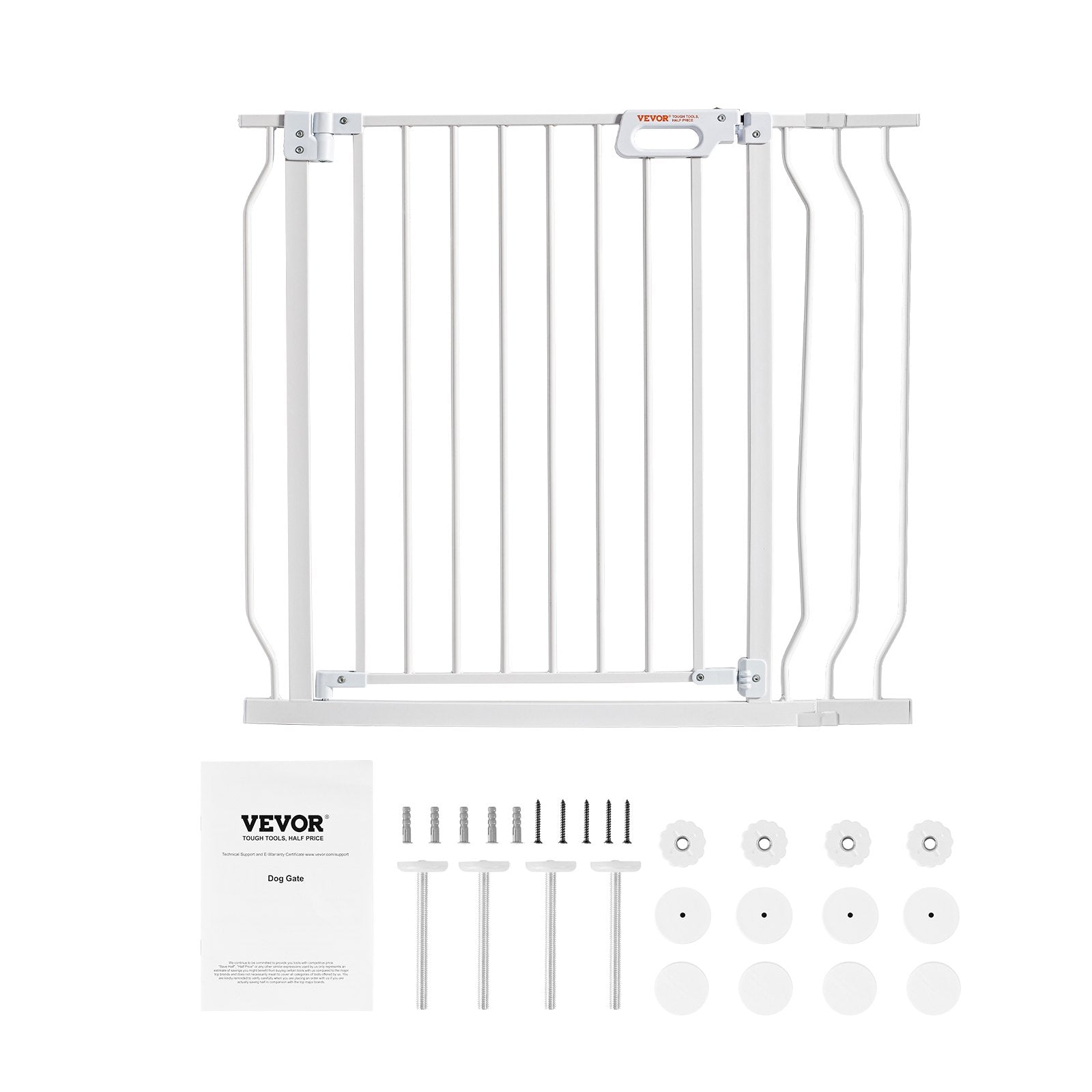 Dog Playpens & Gates: VEVOR Baby Gate, 749-990 mm Extra Wide, 762 mm High, Dog Gate for Stairs Doorways and House, Easy Step Walk Thru Auto Close Child Gate Pet Security Gate with Pressure Mount Kit & Wall Mount Kit, White